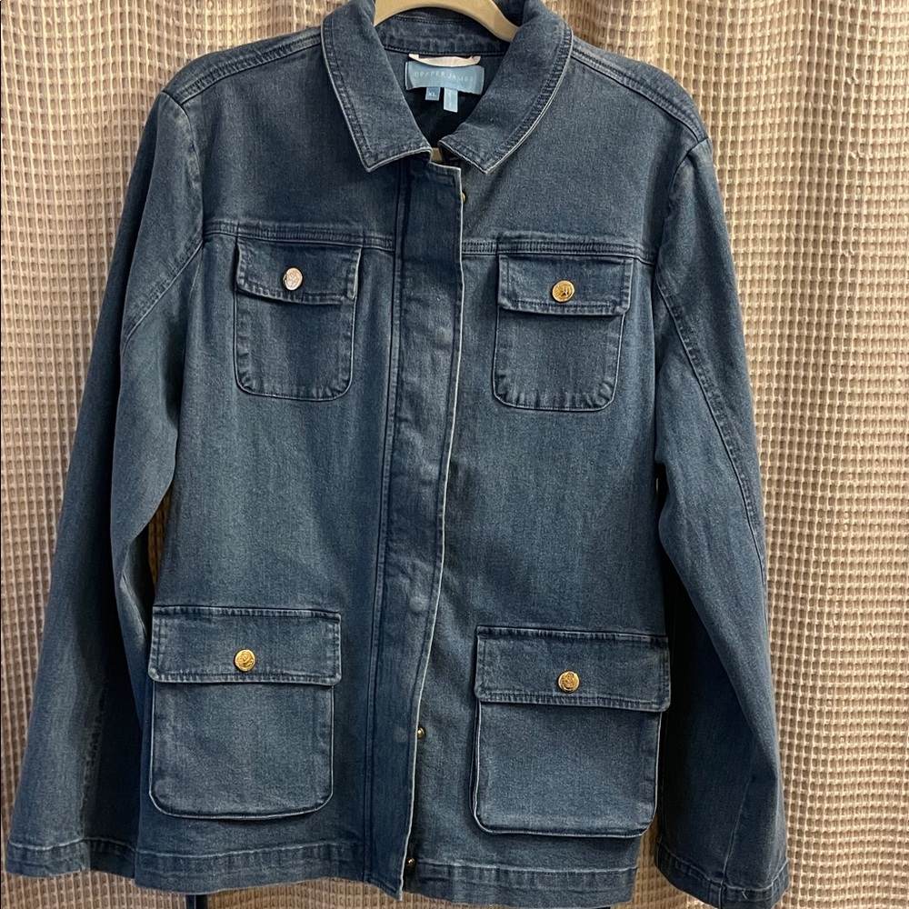 Draper James Dark Blue Tie-Waist Jean Jacket - Picture 3 of 4